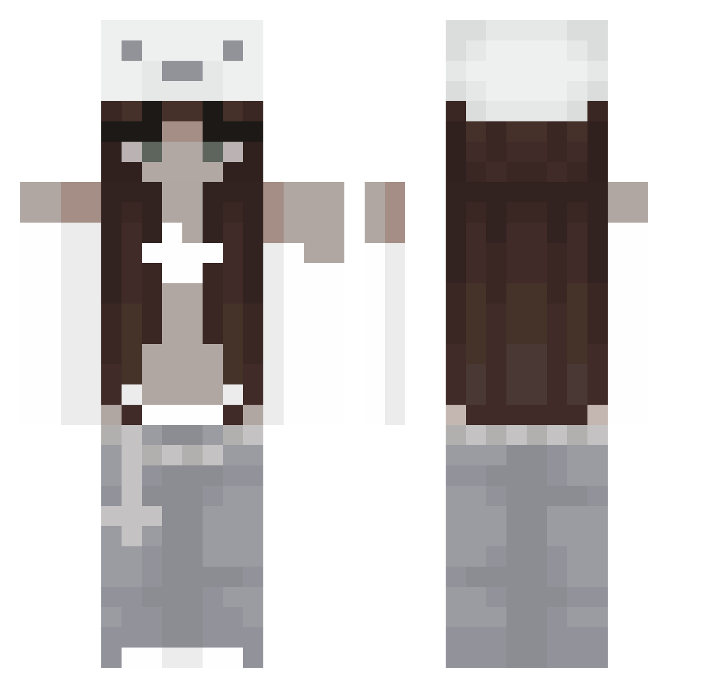 axxixd Minecraft skin, front and back view