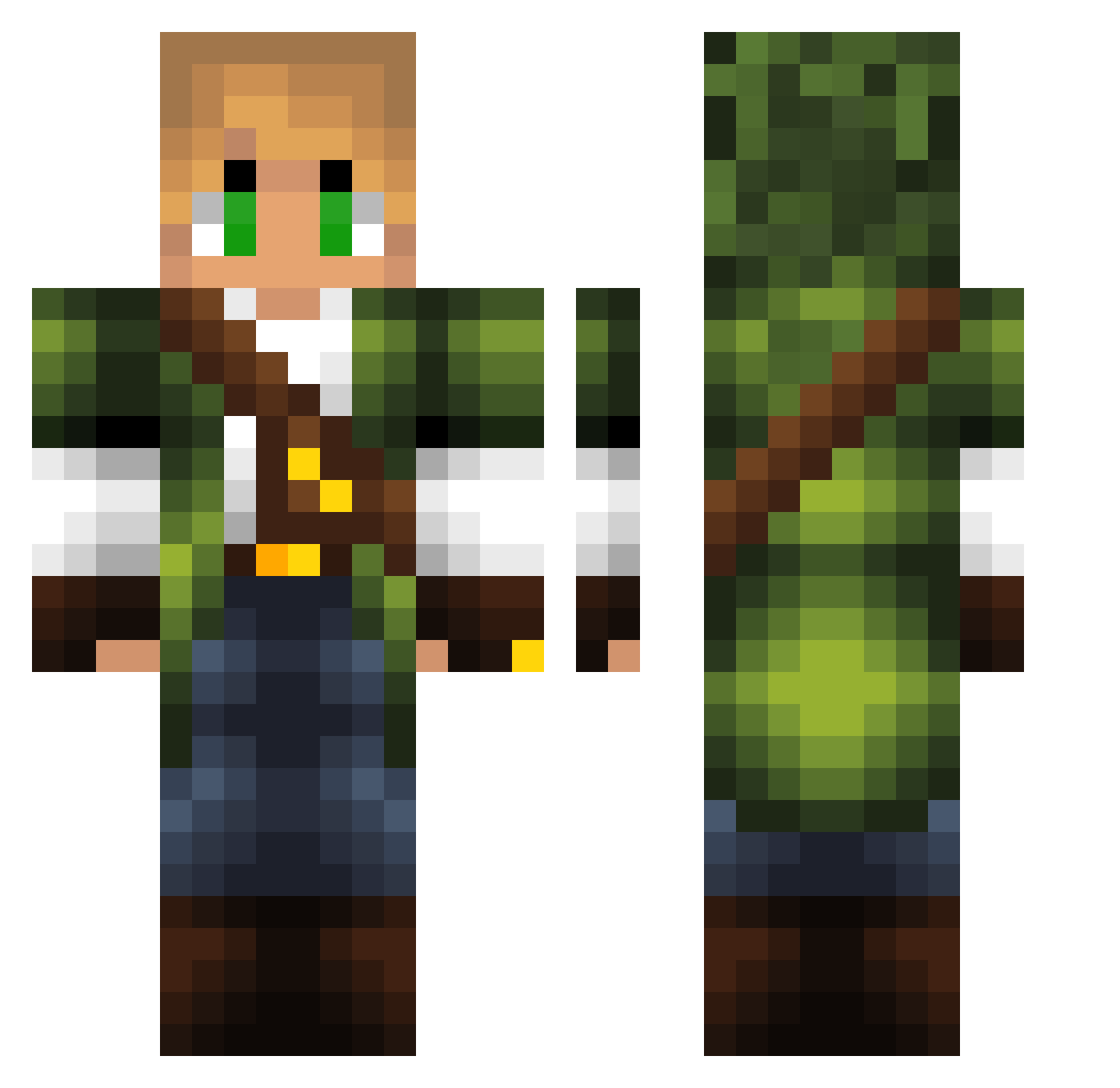 UziDex Minecraft skin, front and back view