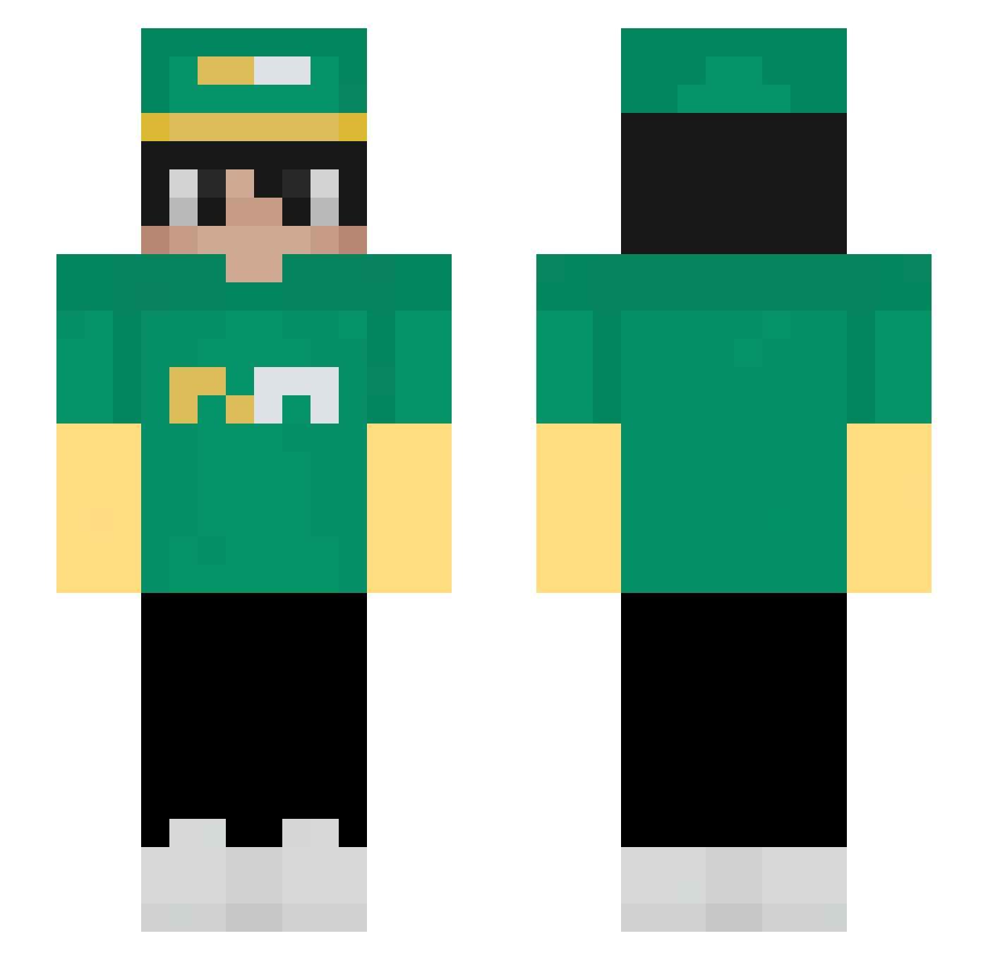 QT_Leaky Minecraft skin, front and back view