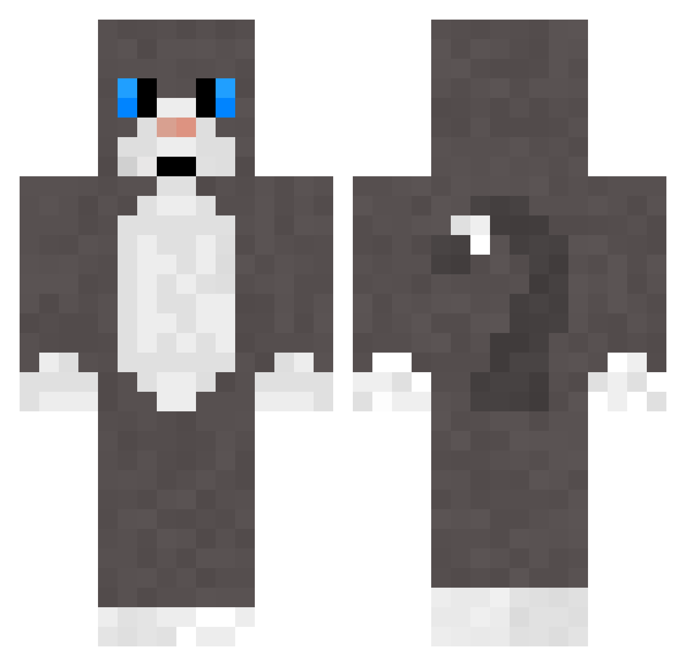 ZeppieTheCat Minecraft skin, front and back view