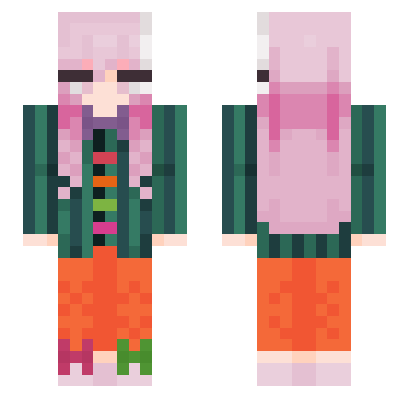 CuteYokai Minecraft skin, front and back view