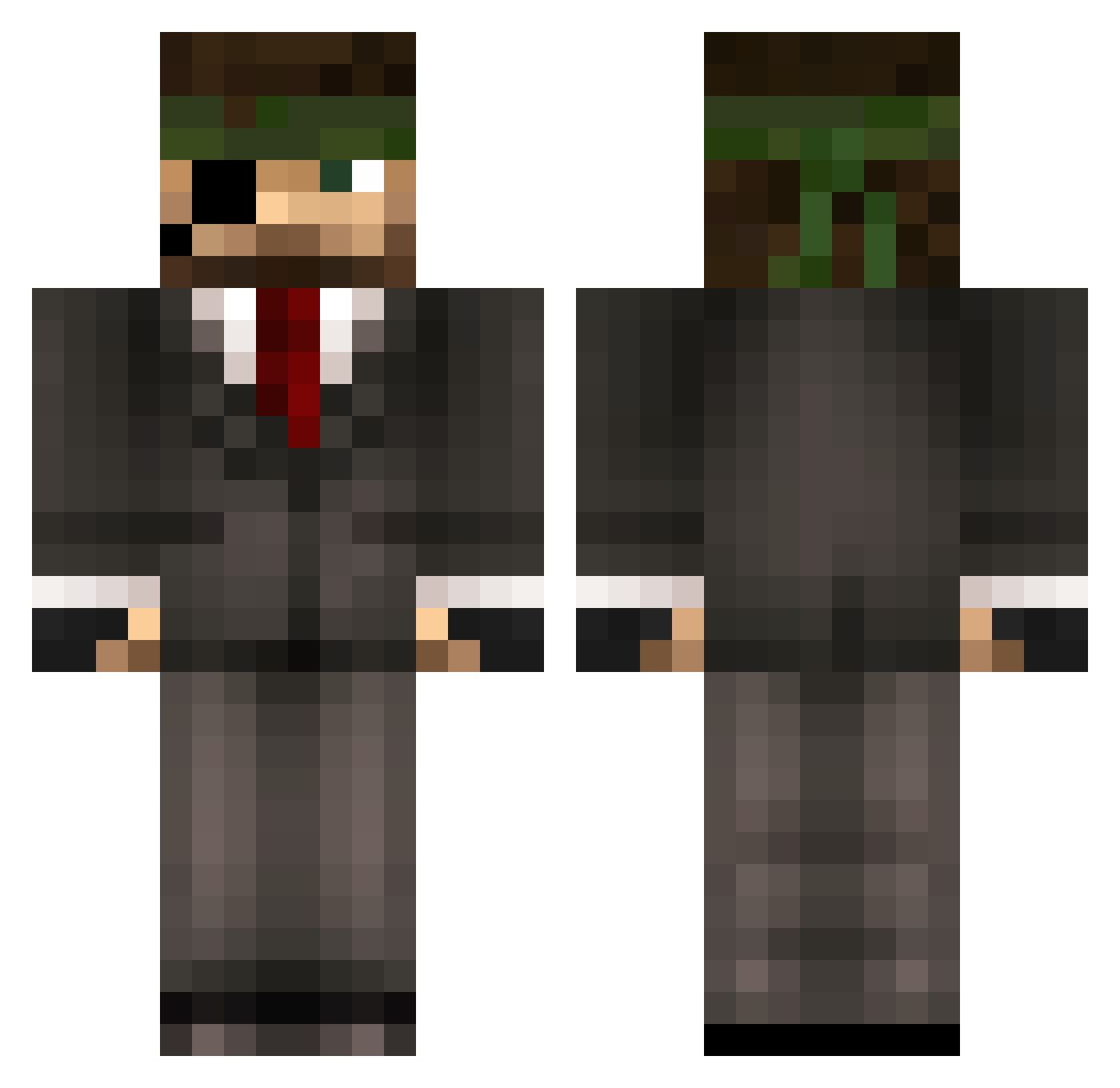 Rive Minecraft skin, front and back view