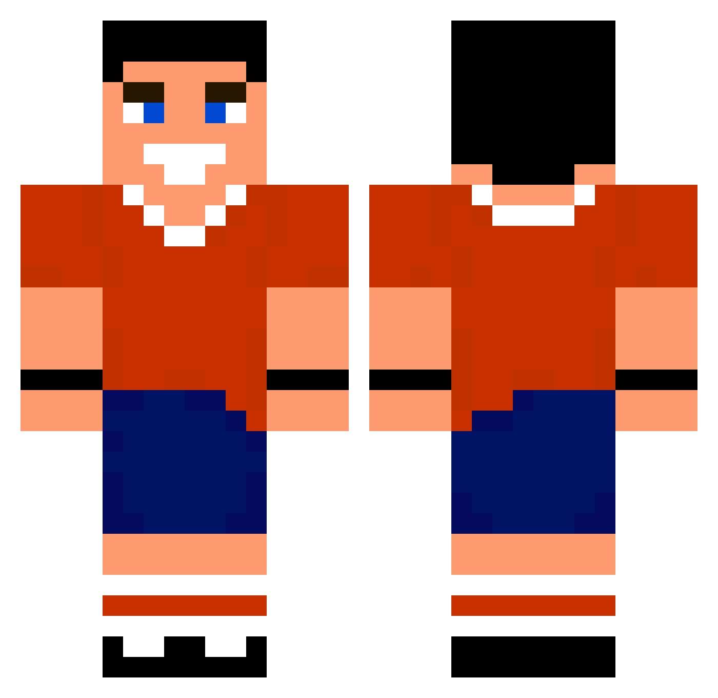 Boding Minecraft skin, front and back view