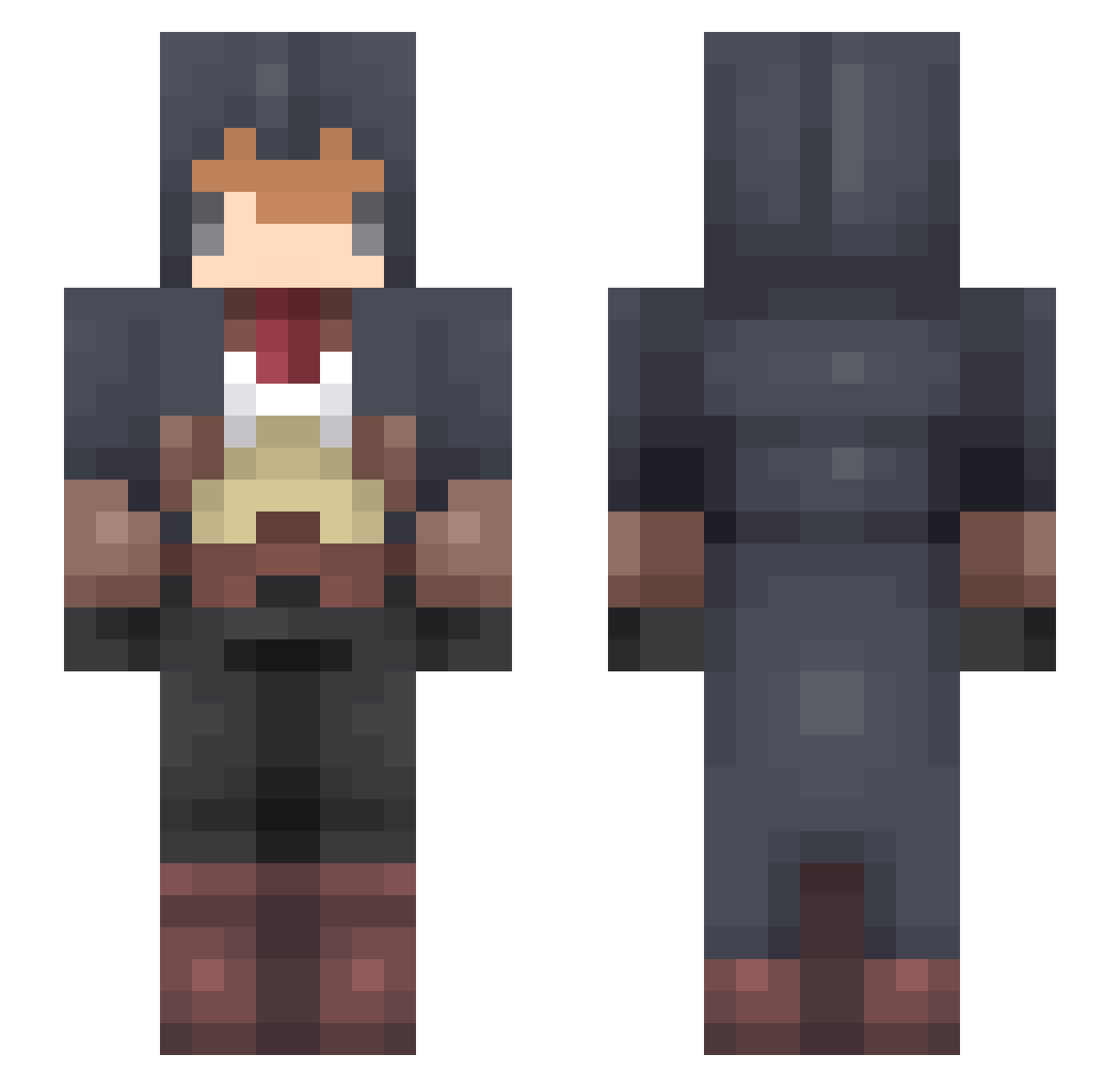 Black2Real Minecraft skin, front and back view