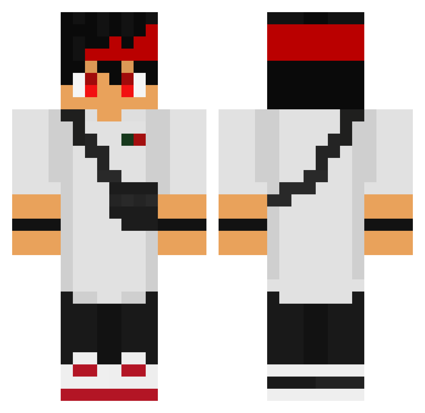 Kaedraxx Minecraft skin, front and back view