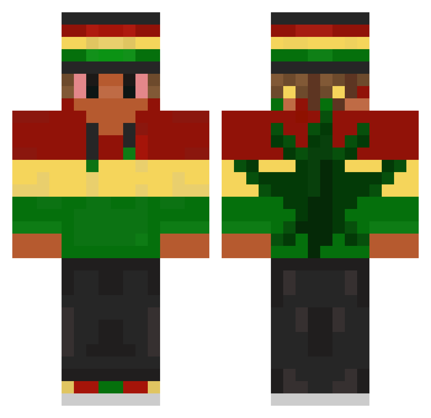 Zaaplikuj Minecraft skin, front and back view