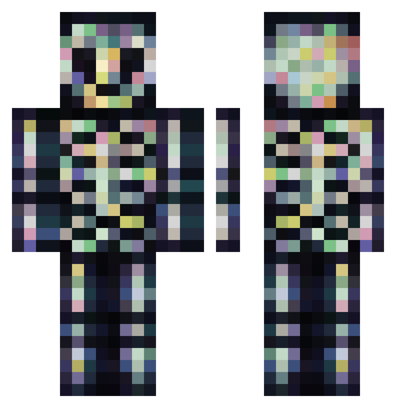 XxlCurrency Minecraft skin, front and back view
