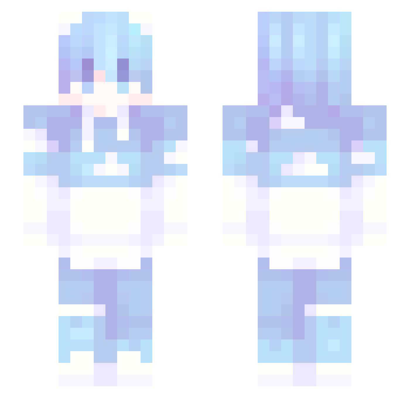 Yutsani Minecraft skin, front and back view