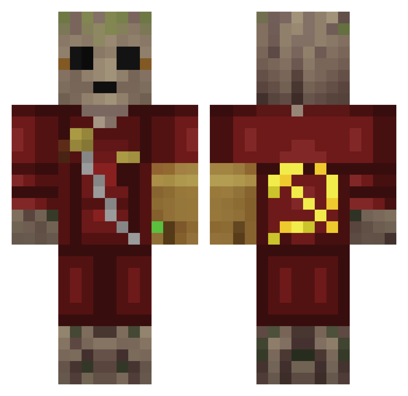 NonSane Minecraft skin, front and back view