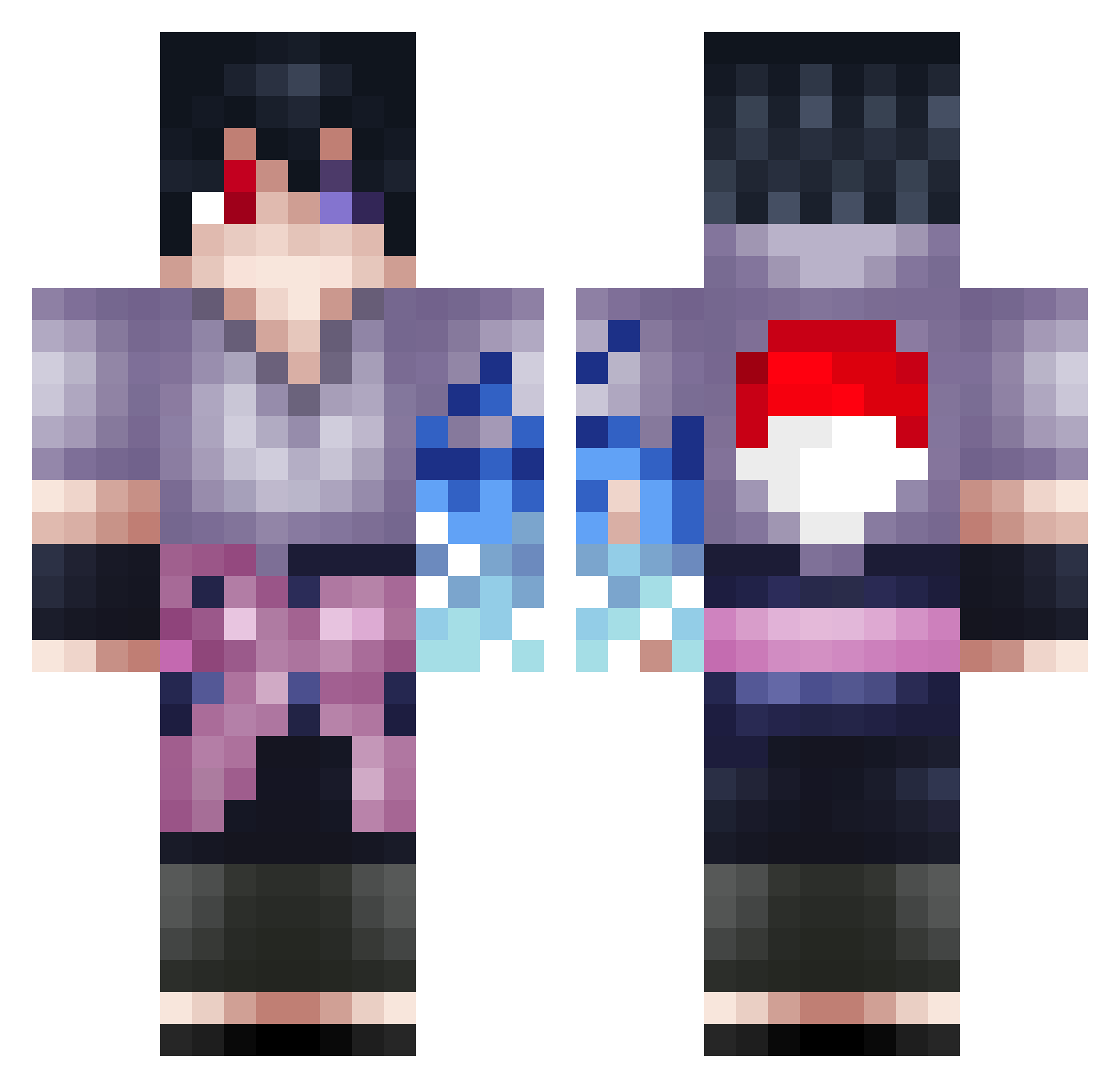 shaw7y Minecraft skin, front and back view