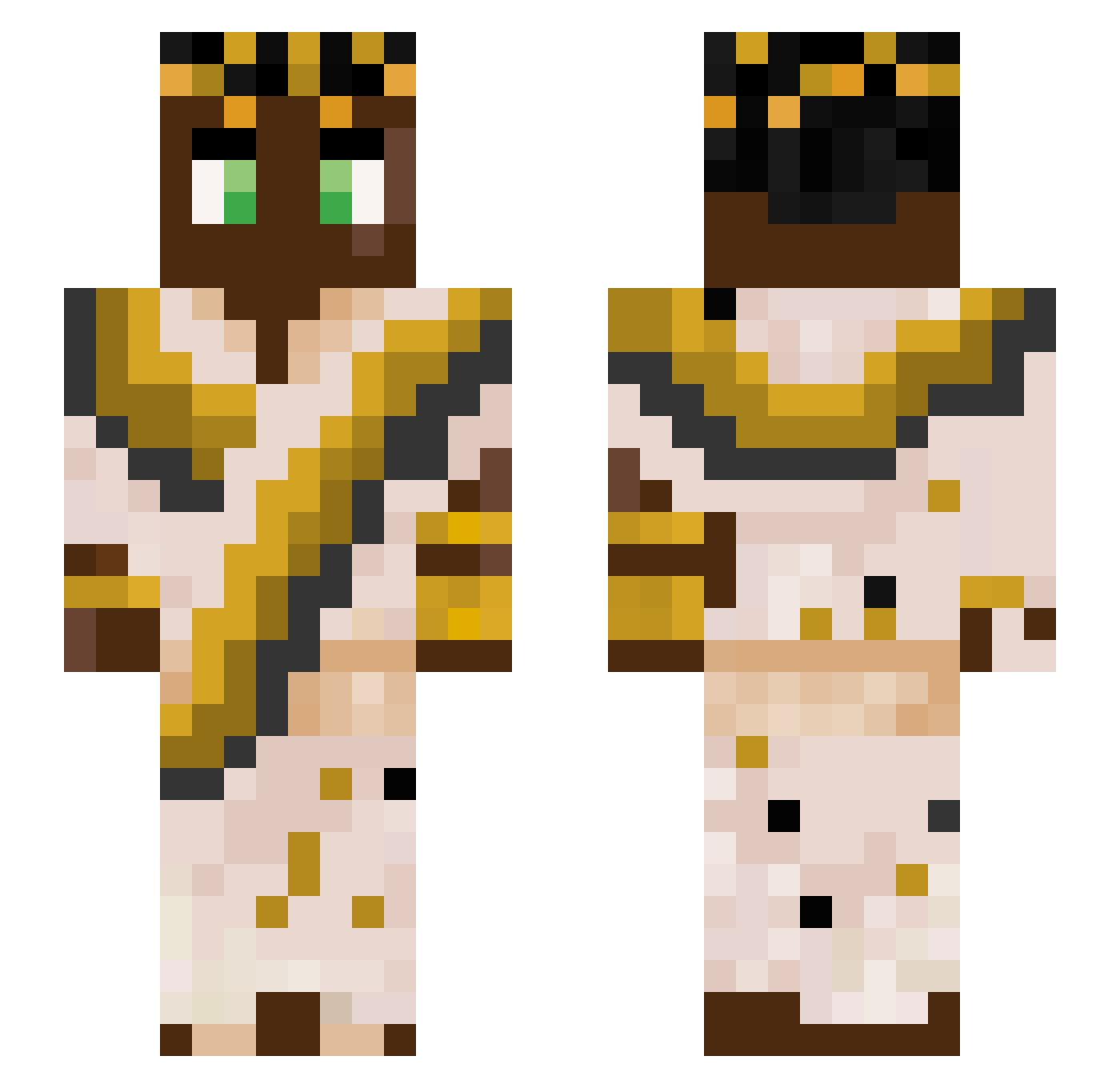 Exceldoy Minecraft skin, front and back view