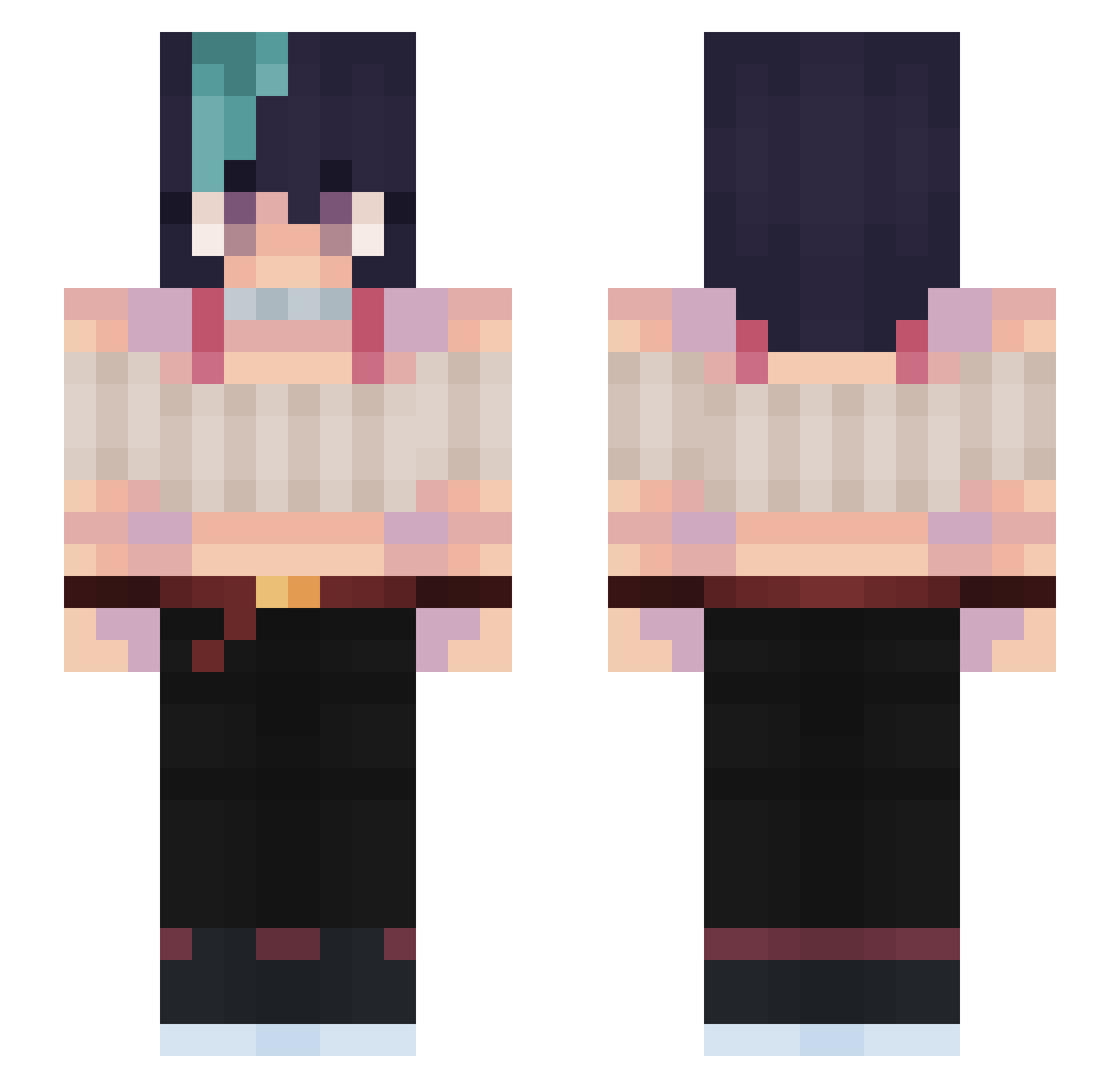 duplicity Minecraft skin, front and back view