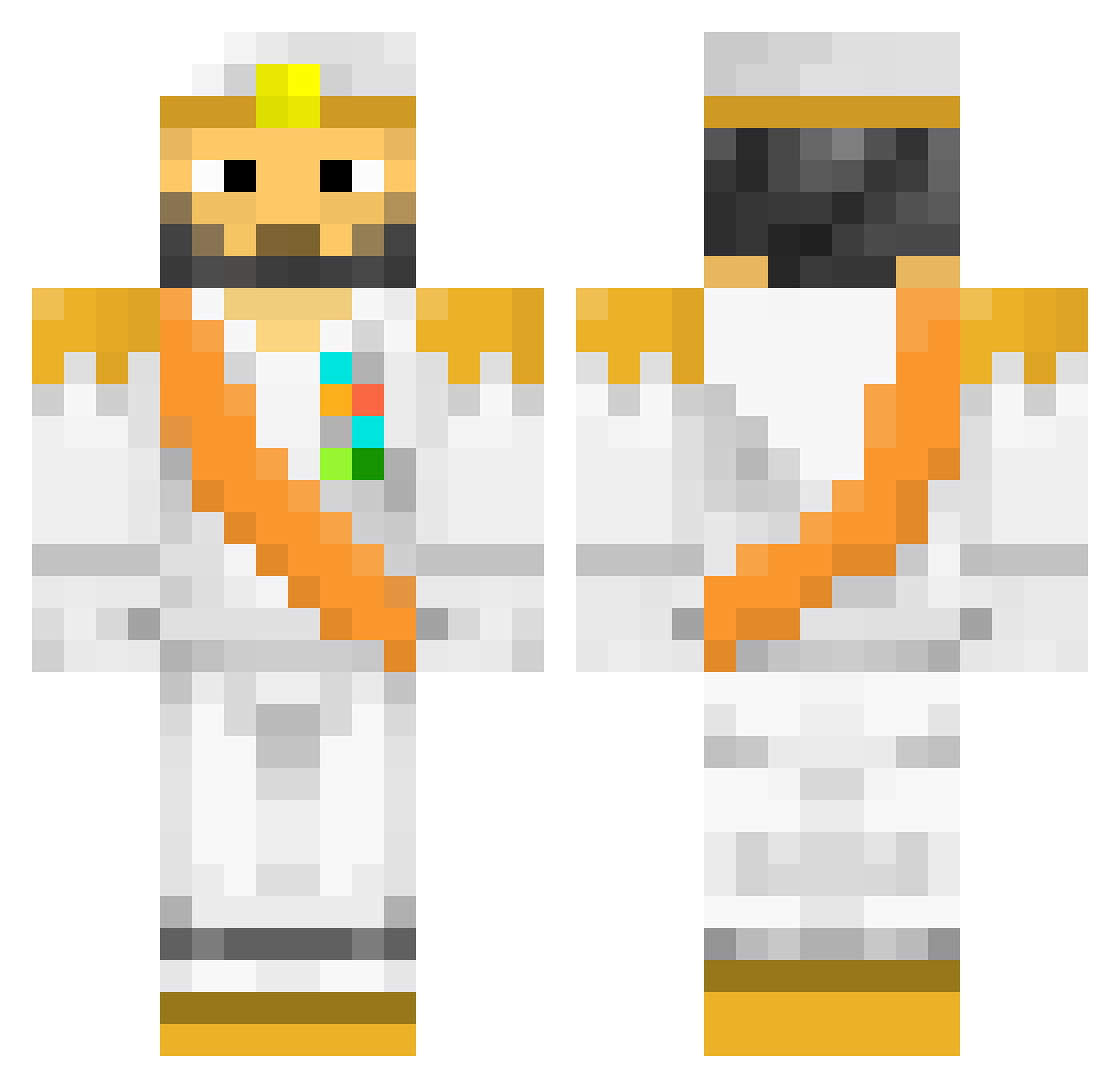 dentification Minecraft skin, front and back view