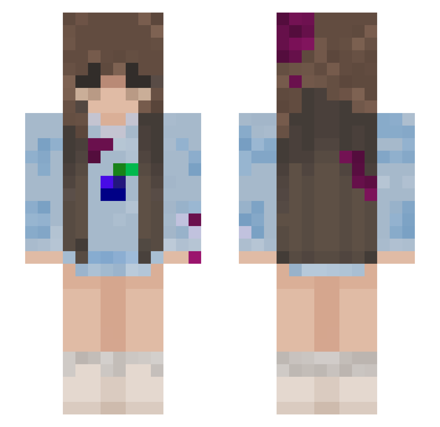 spreet Minecraft skin, front and back view