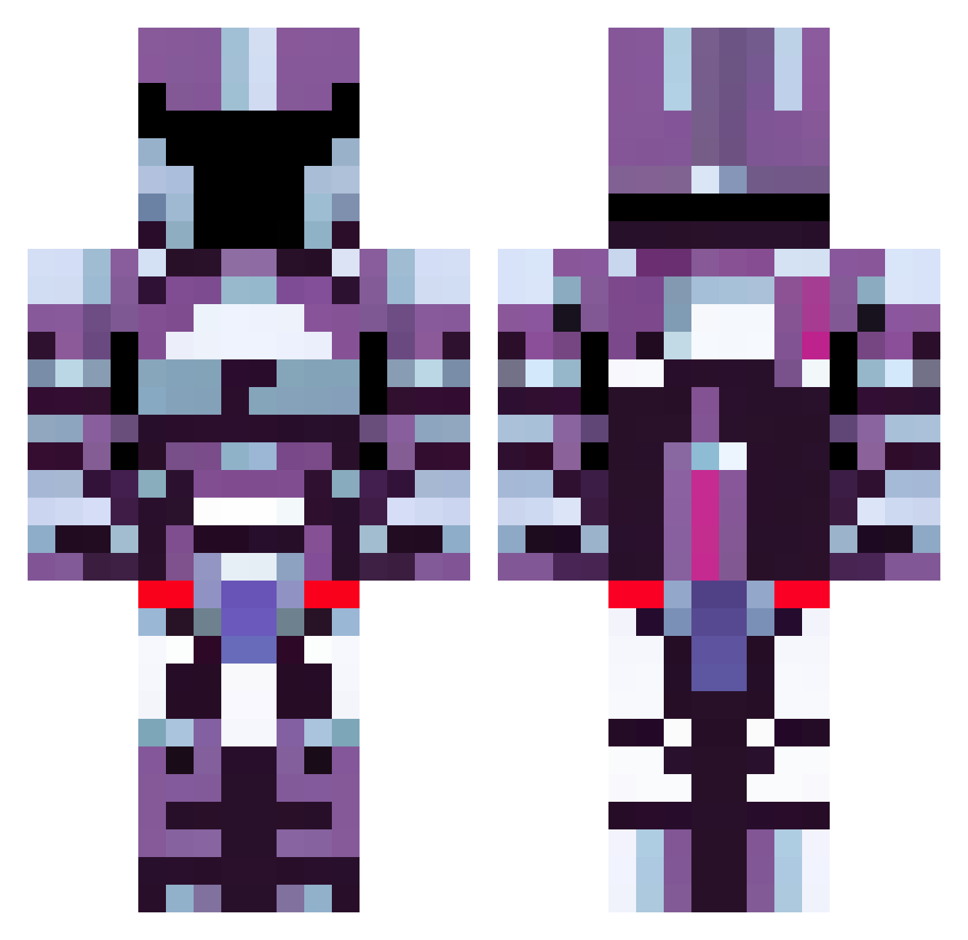 V0ldSeeker Minecraft skin, front and back view
