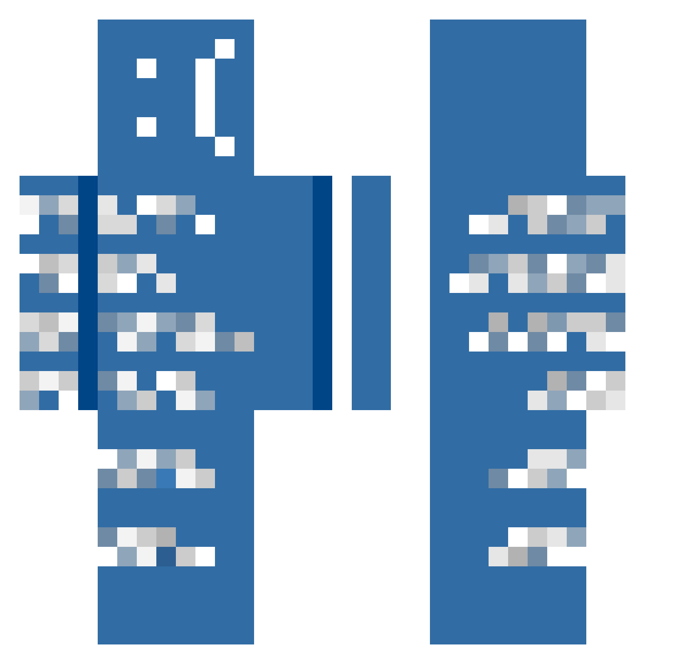 Falsifiability Minecraft skin, front and back view
