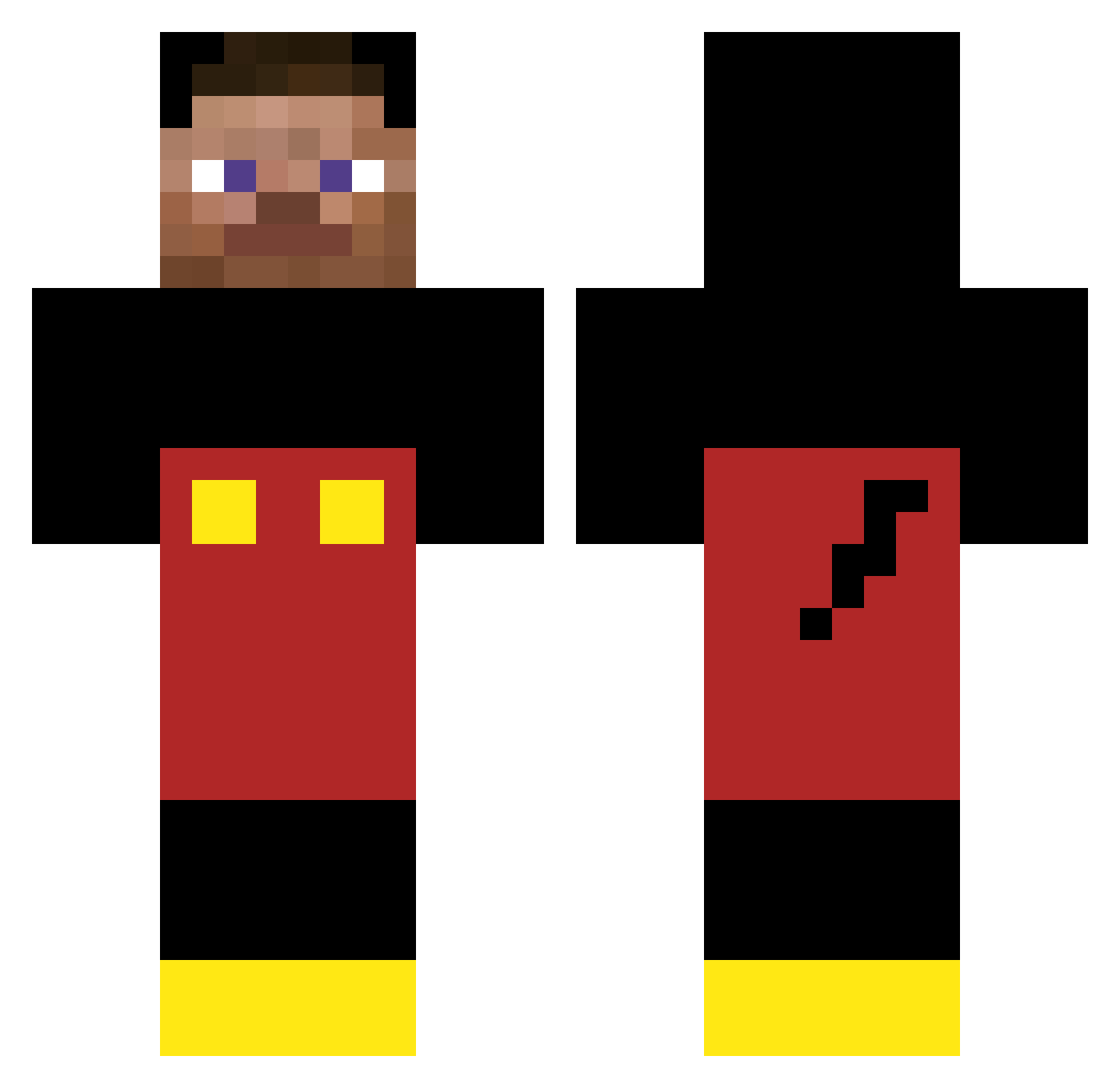 AlexanderMcQueen Minecraft skin, front and back view