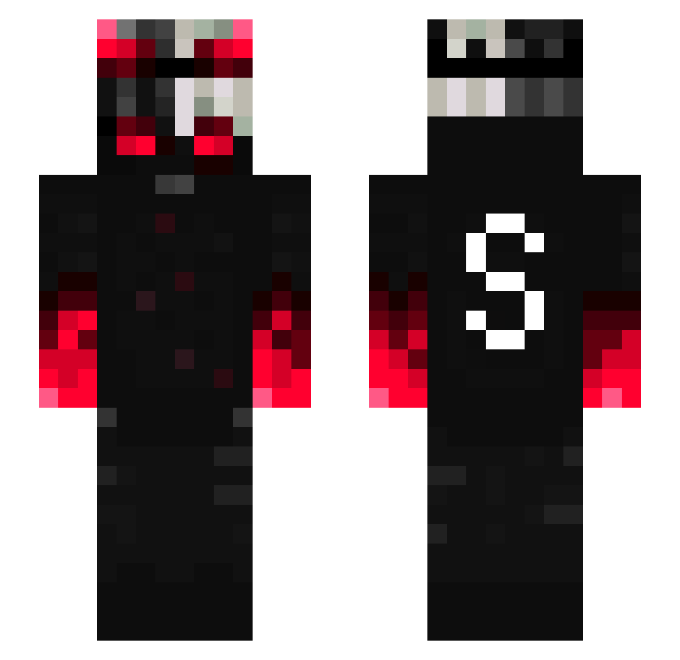 Sweleh Minecraft skin, front and back view