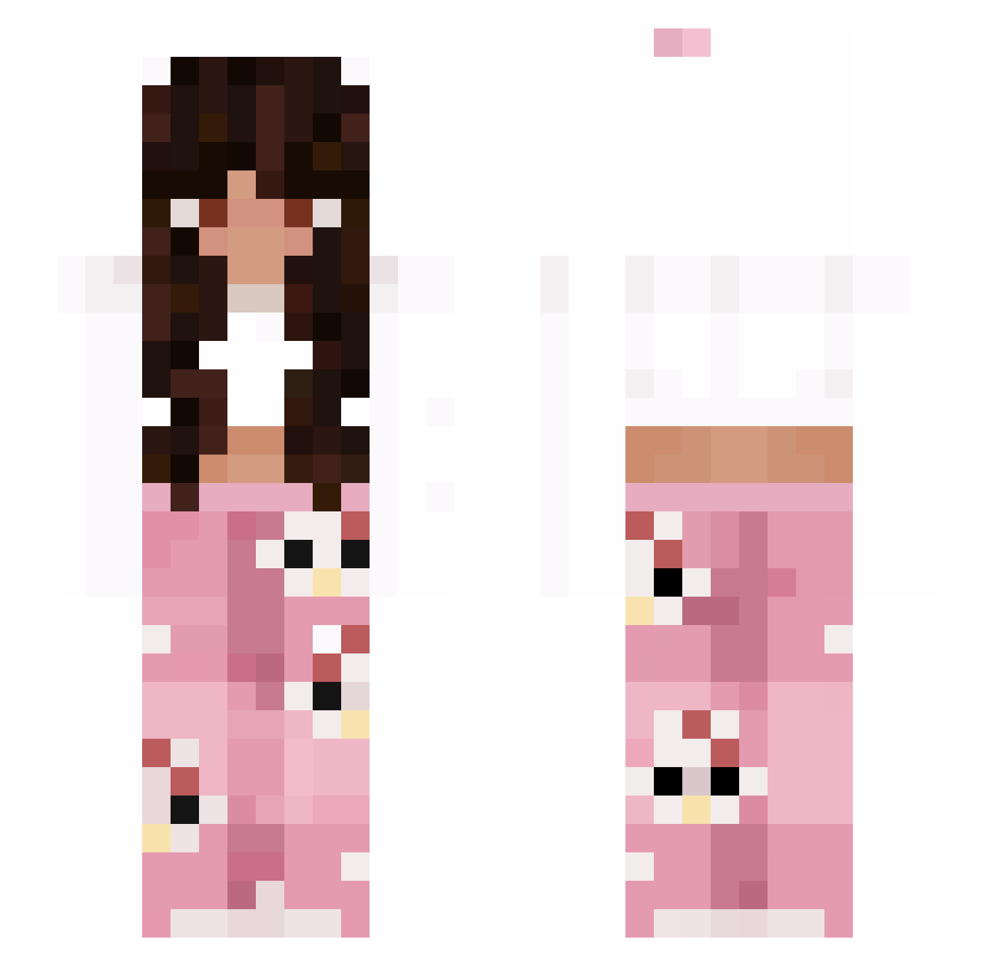 Justlxra Minecraft skin, front and back view