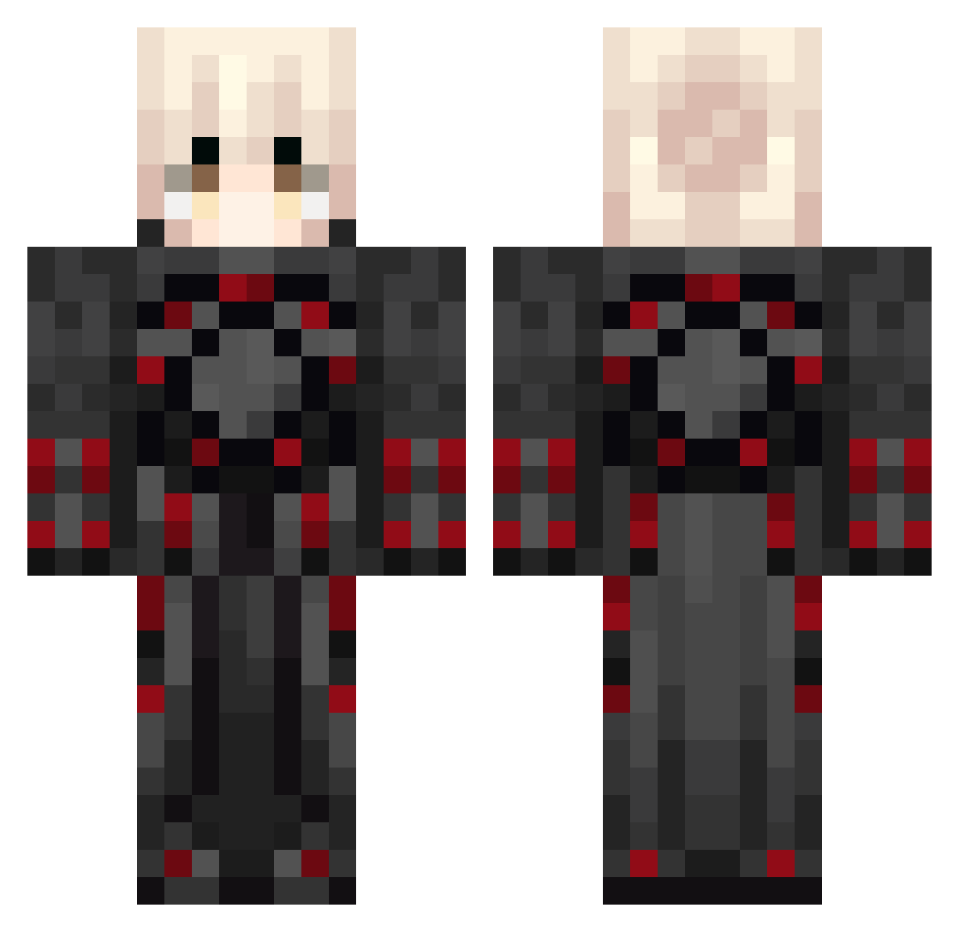 wazra Minecraft skin, front and back view