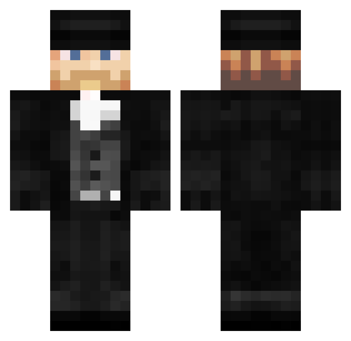 Shahx Minecraft skin, front and back view