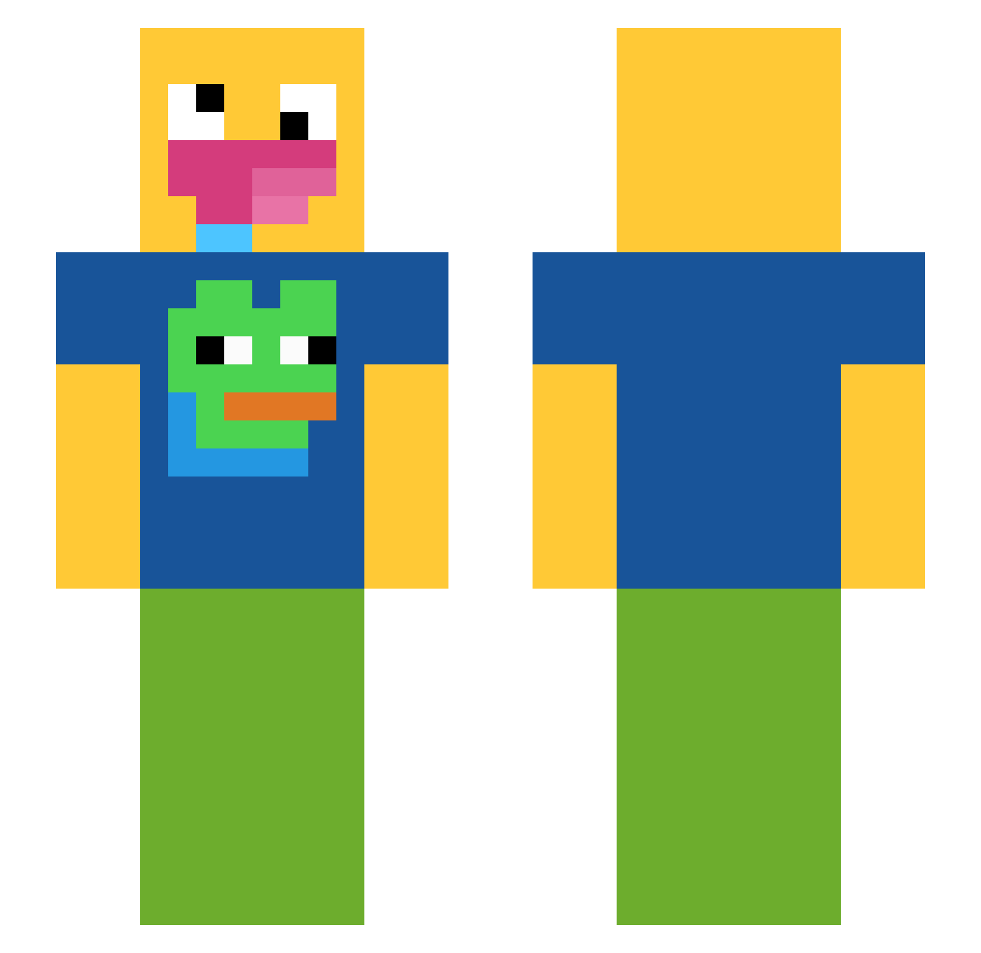klaayco Minecraft skin, front and back view