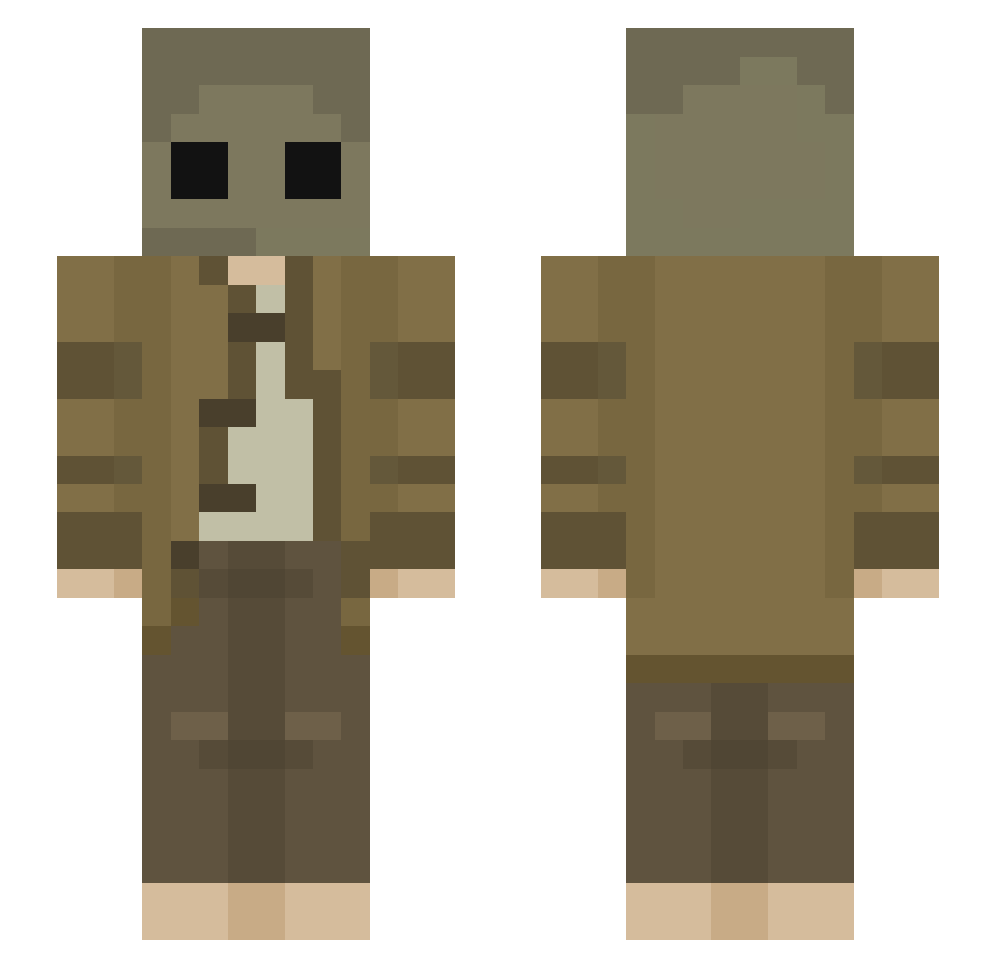 Monolone Minecraft skin, front and back view
