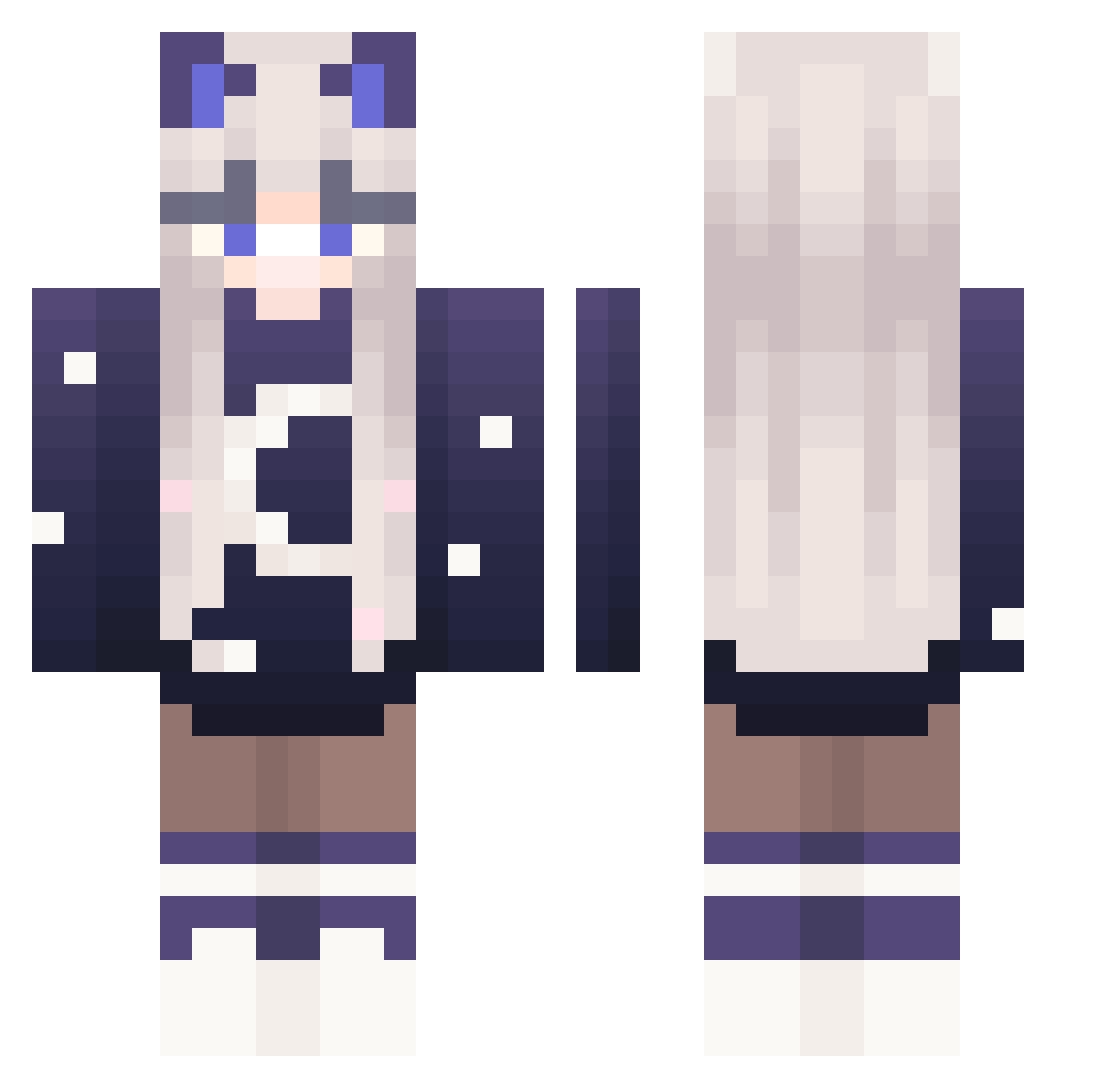Nibbist Minecraft skin, front and back view