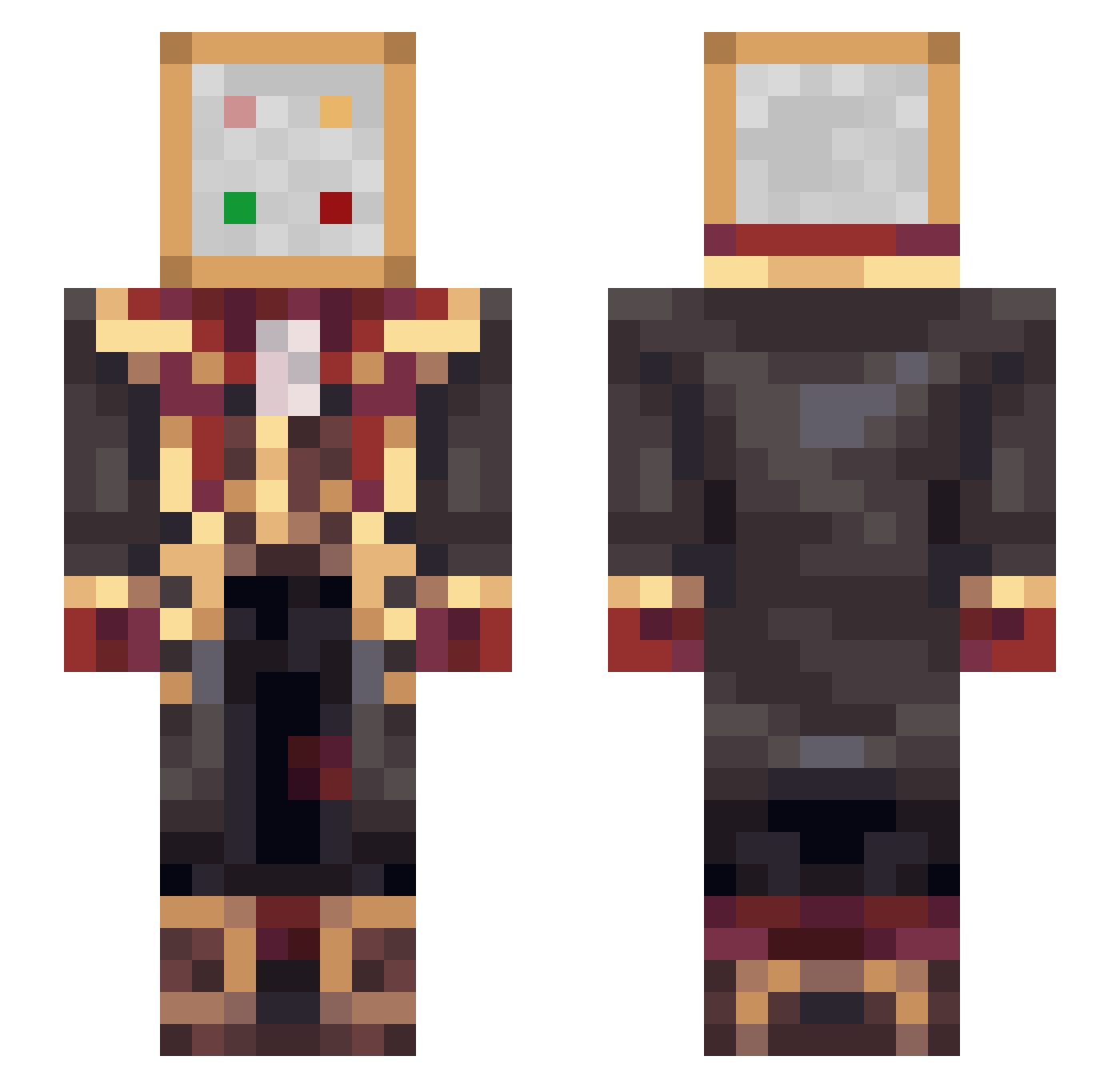 FermaFides Minecraft skin, front and back view