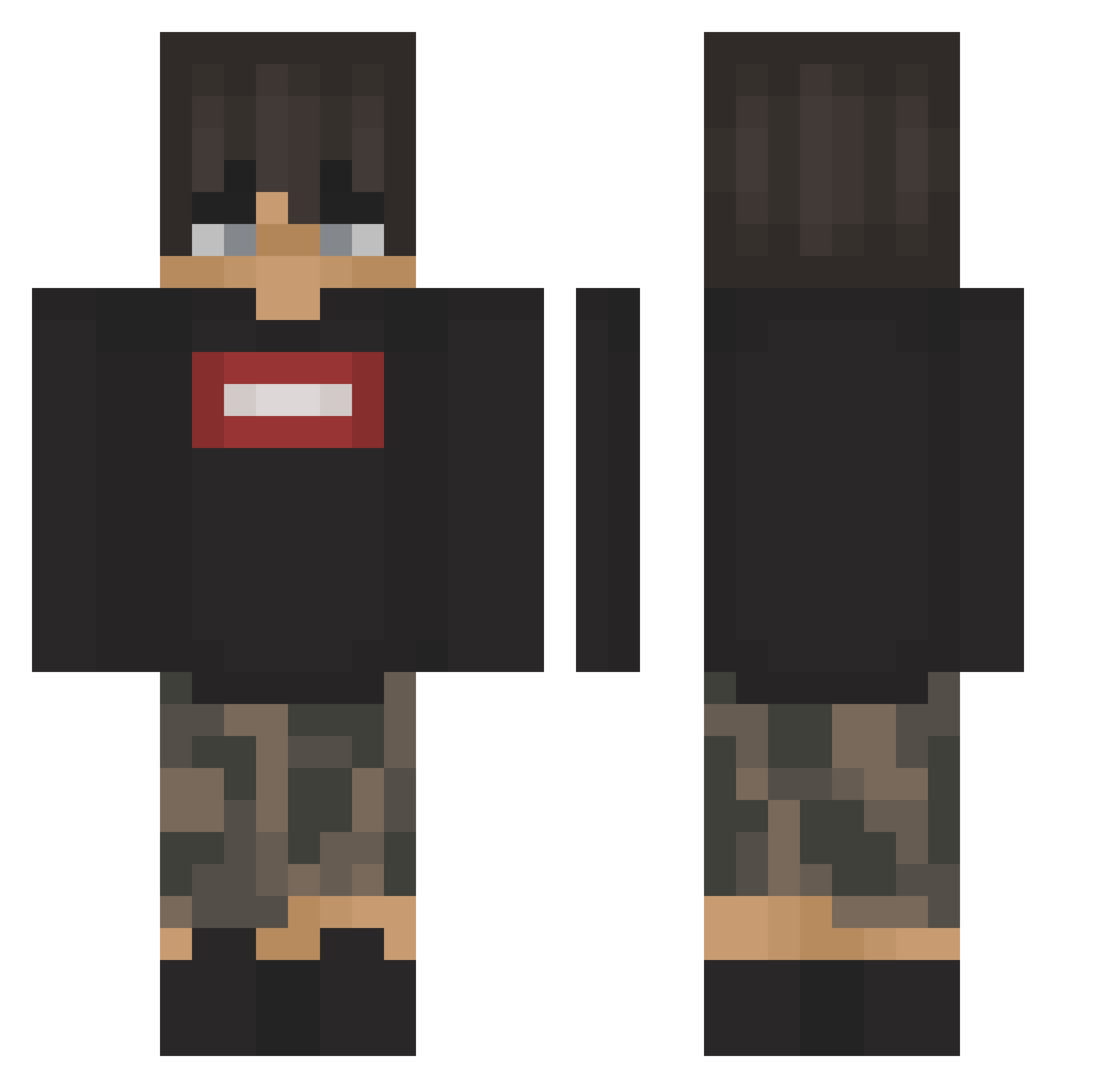 SuperTxn3 Minecraft skin, front and back view