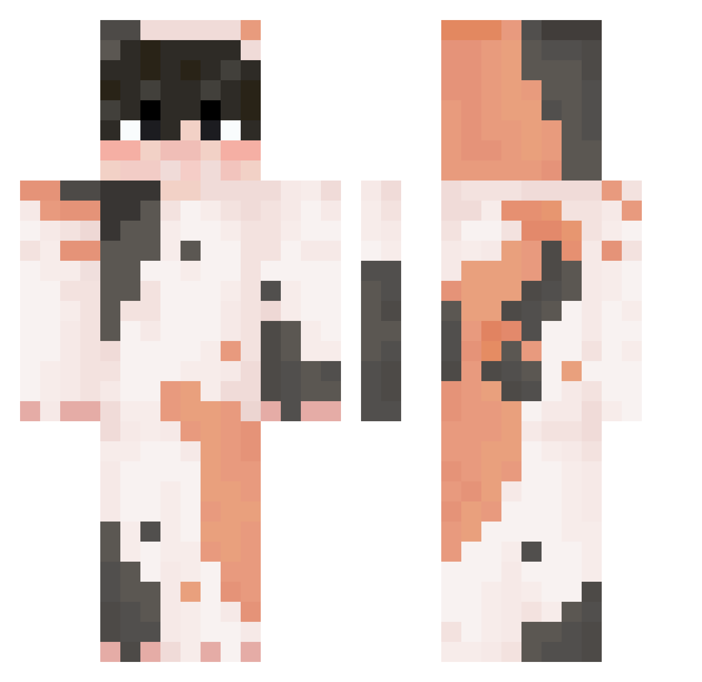 nakiyuni Minecraft skin, front and back view