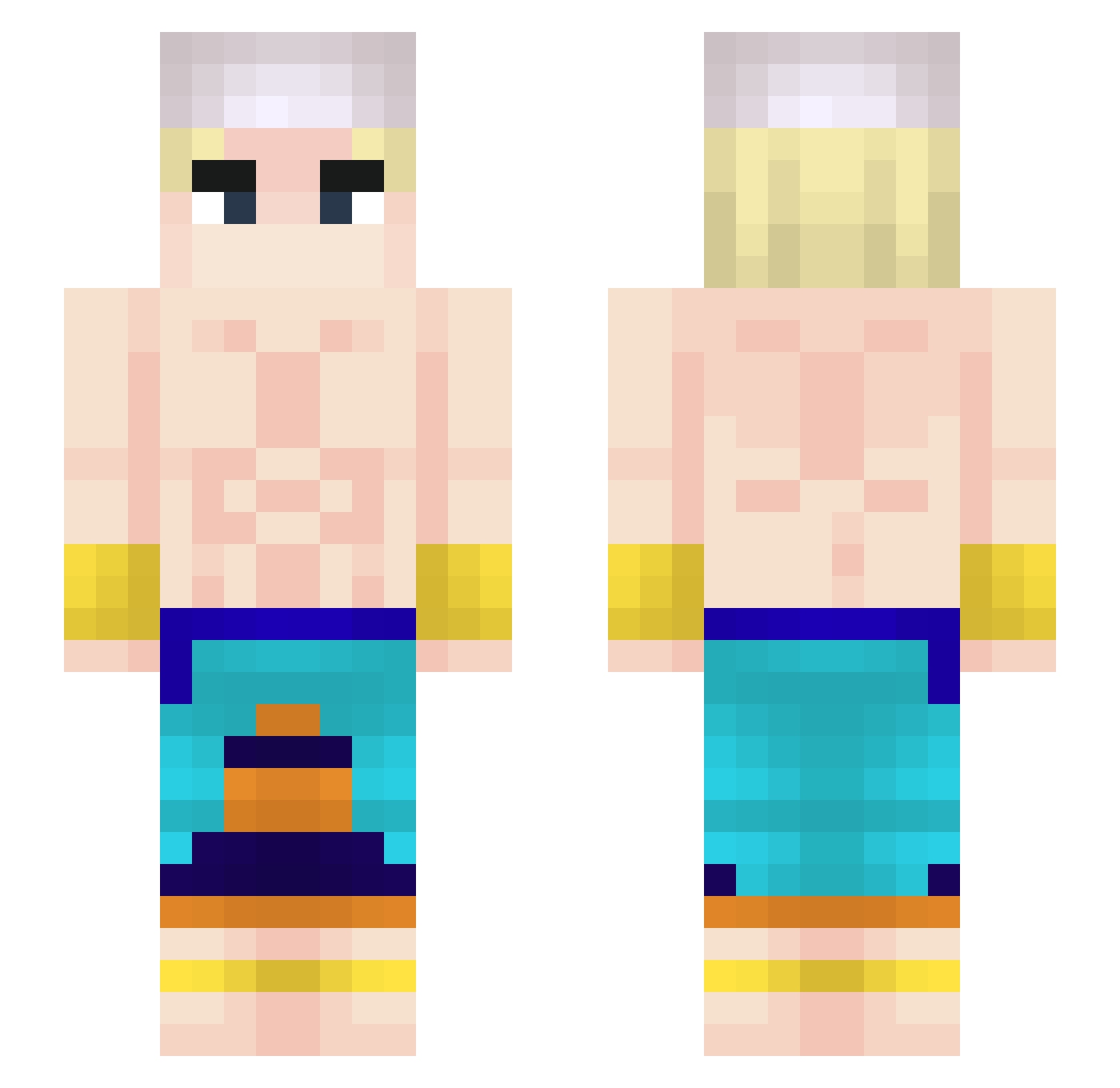 Mesplet Minecraft skin, front and back view