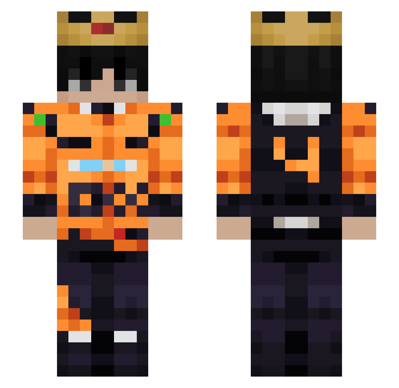 aDavinho Minecraft skin, front and back view