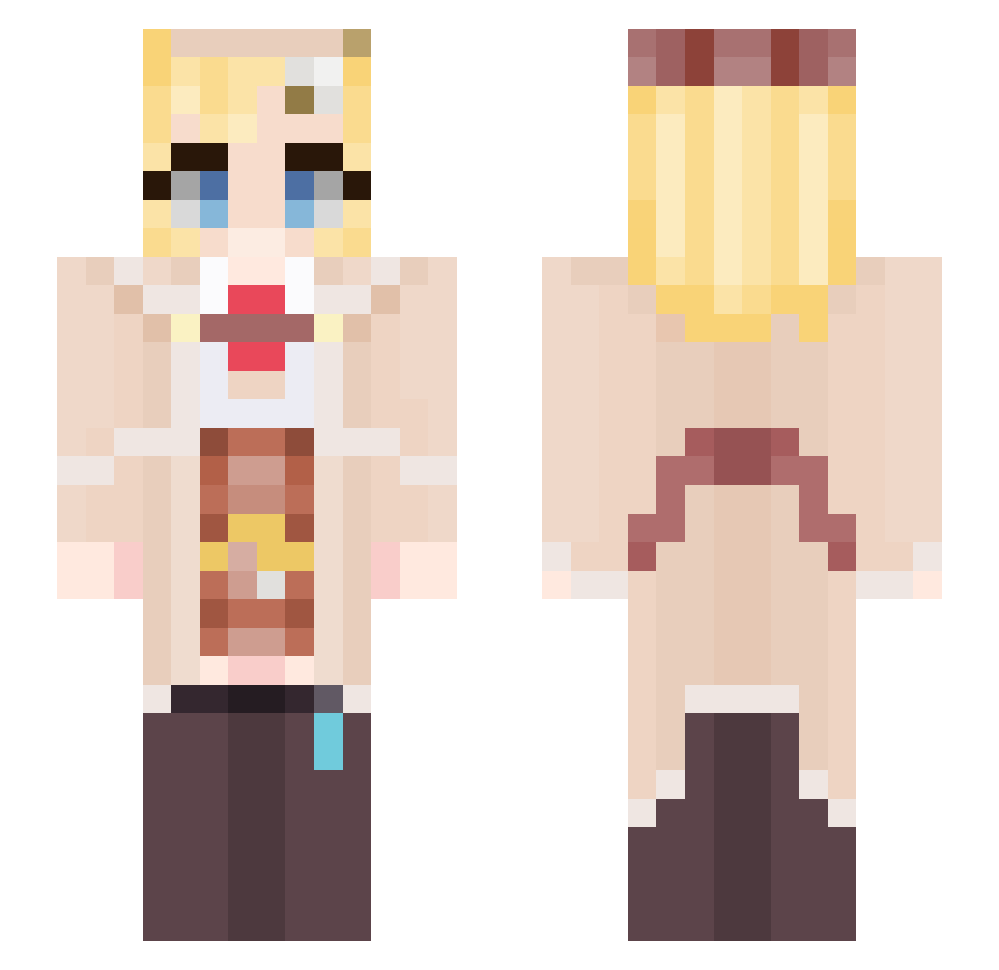 multichrome Minecraft skin, front and back view