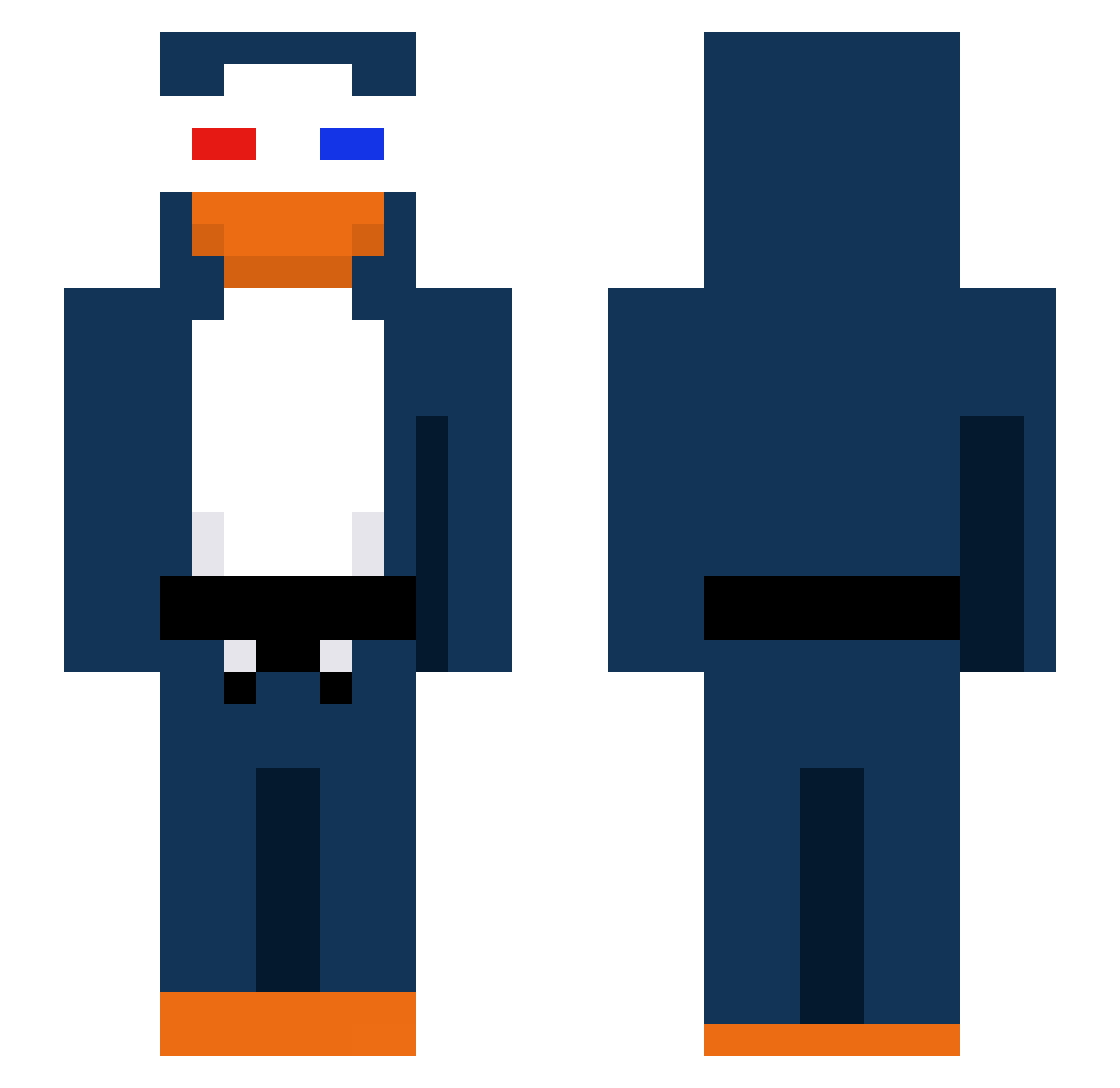 sussybakablud67 Minecraft skin, front and back view