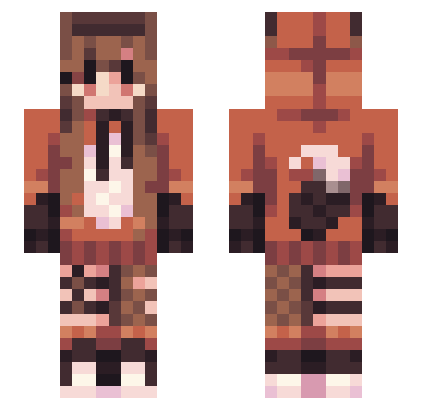 ptasznikx Minecraft skin, front and back view