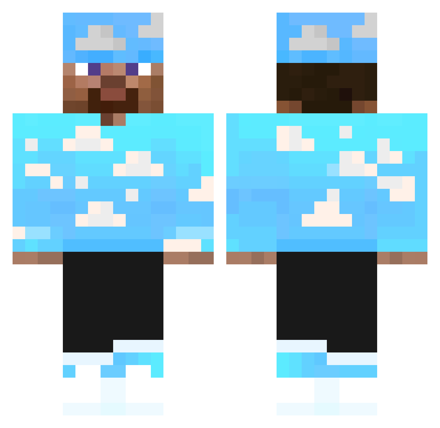 ItssVibesTV Minecraft skin, front and back view
