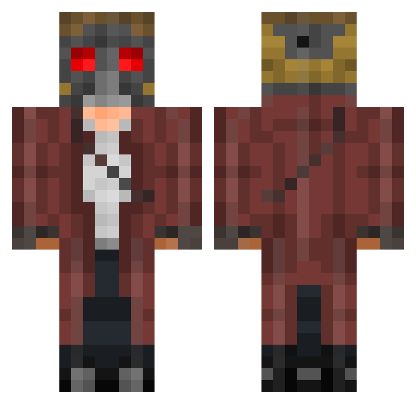 Valkroft Minecraft skin, front and back view