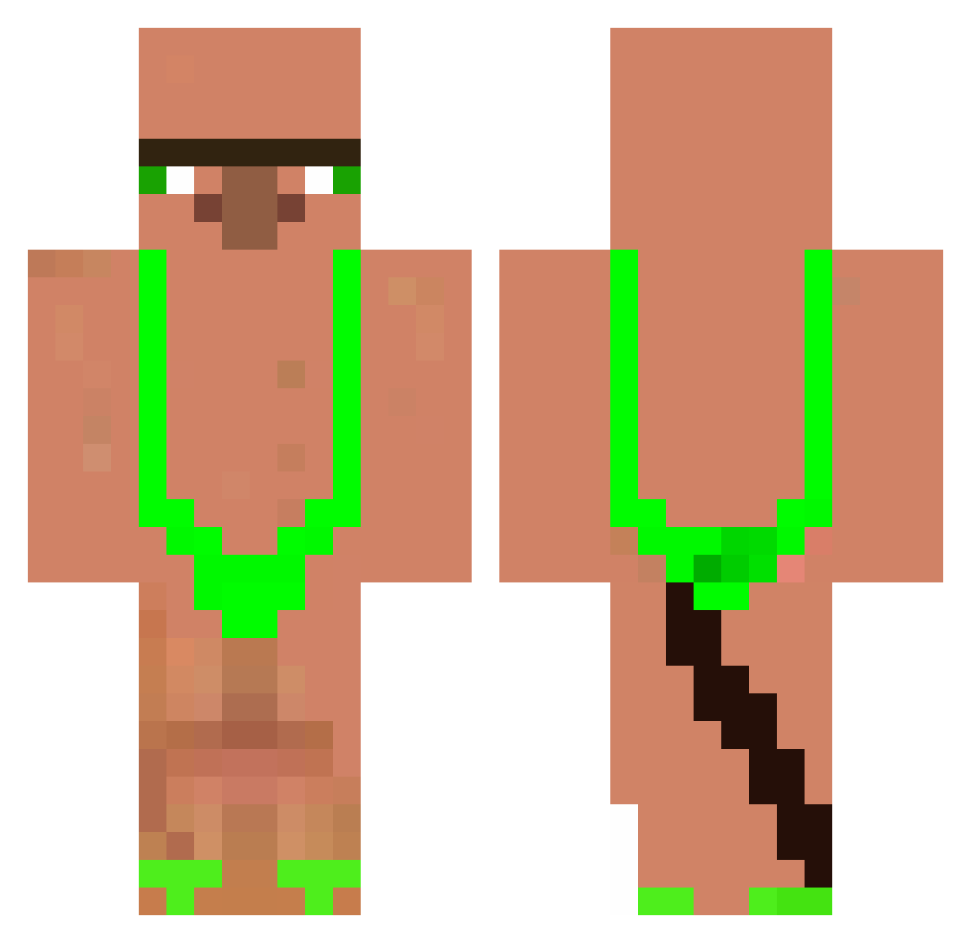 RuebiHD Minecraft skin, front and back view