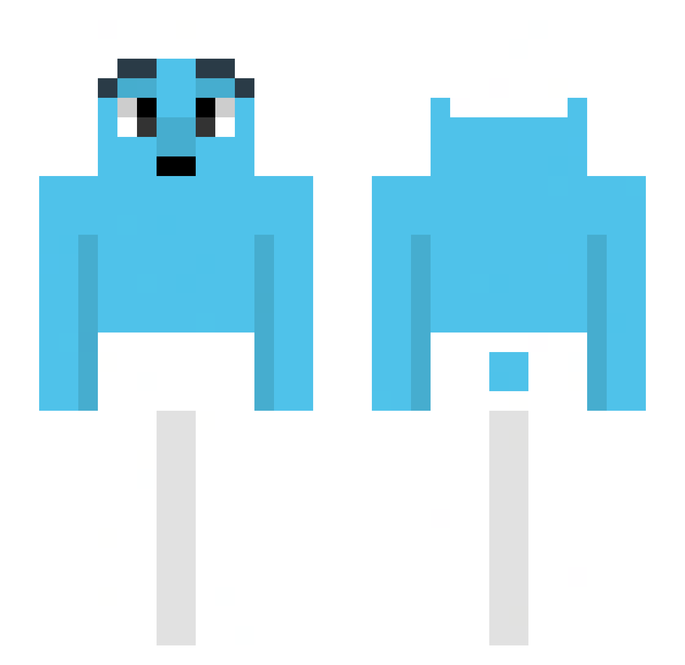 rodspamming Minecraft skin, front and back view