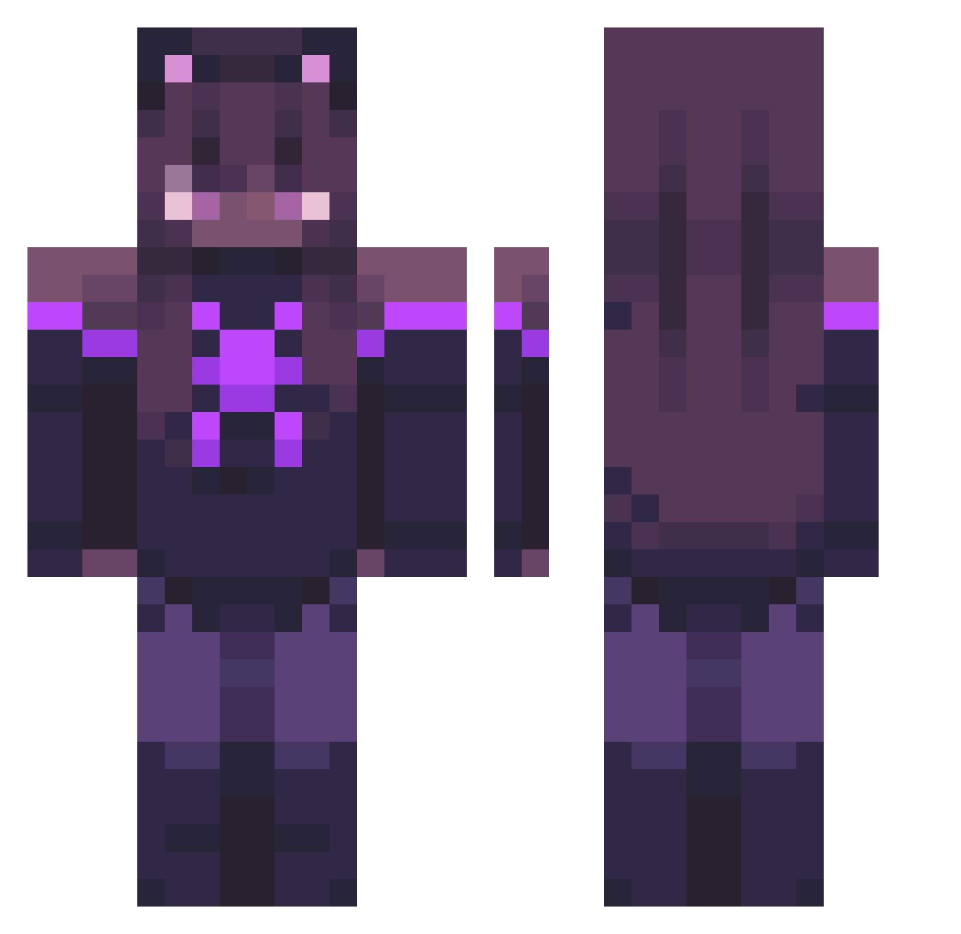 StarrzzyTV Minecraft skin, front and back view