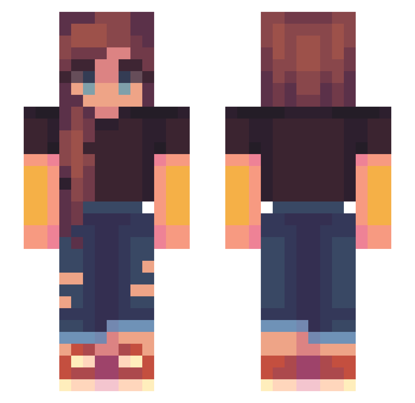 Klubon Minecraft skin, front and back view