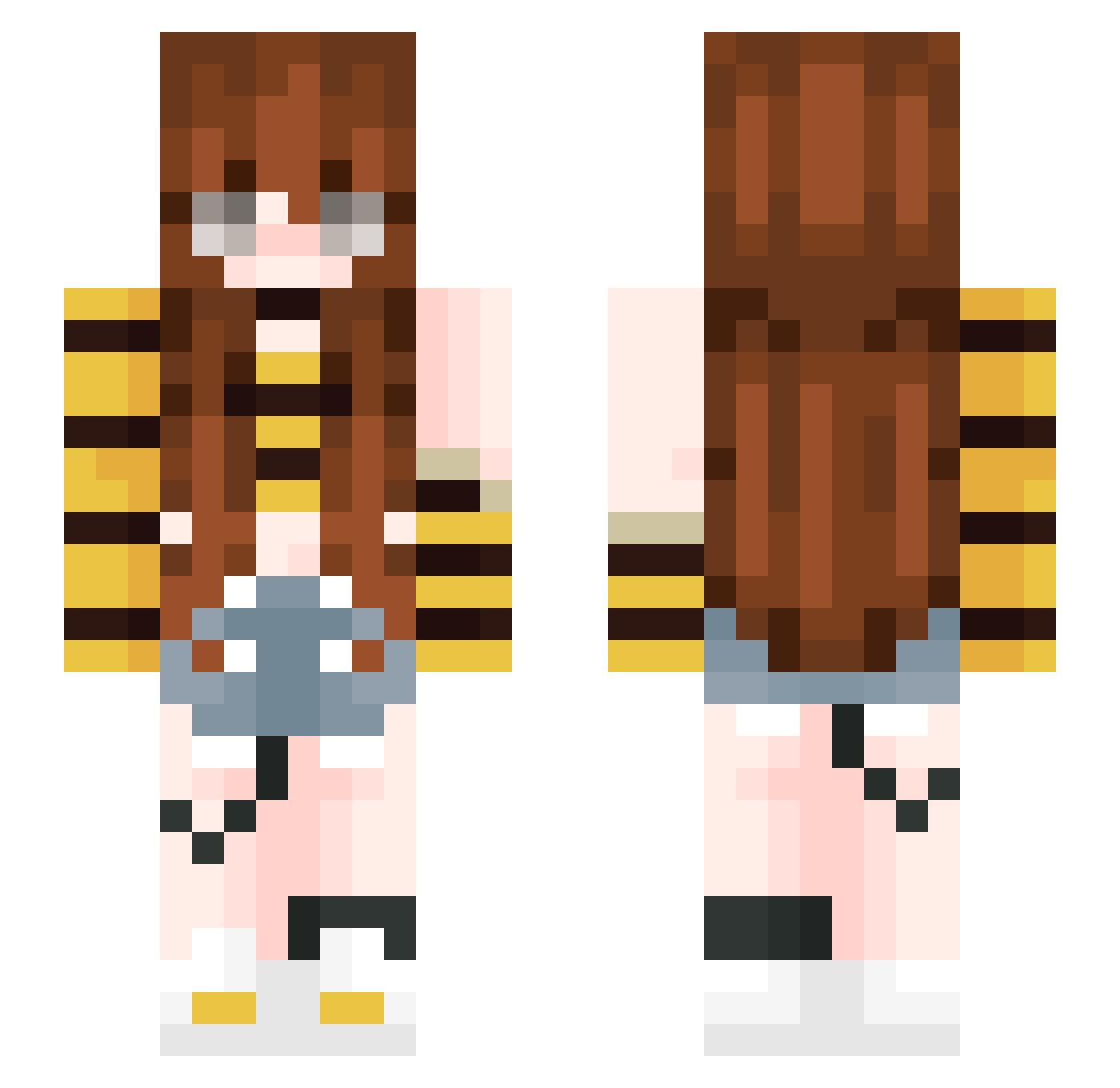Yukinra Minecraft skin, front and back view