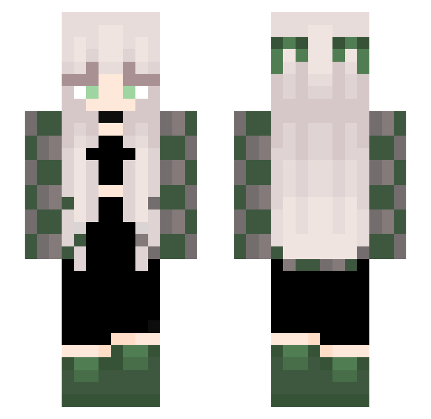 Hanaka_Fox Minecraft skin, front and back view