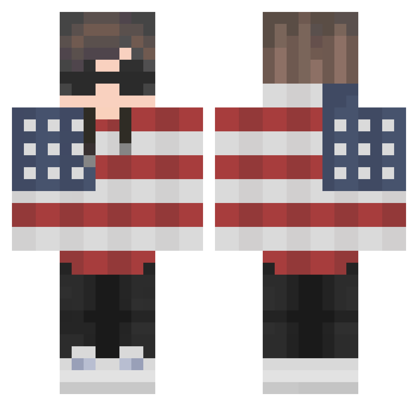 Starfl Minecraft skin, front and back view