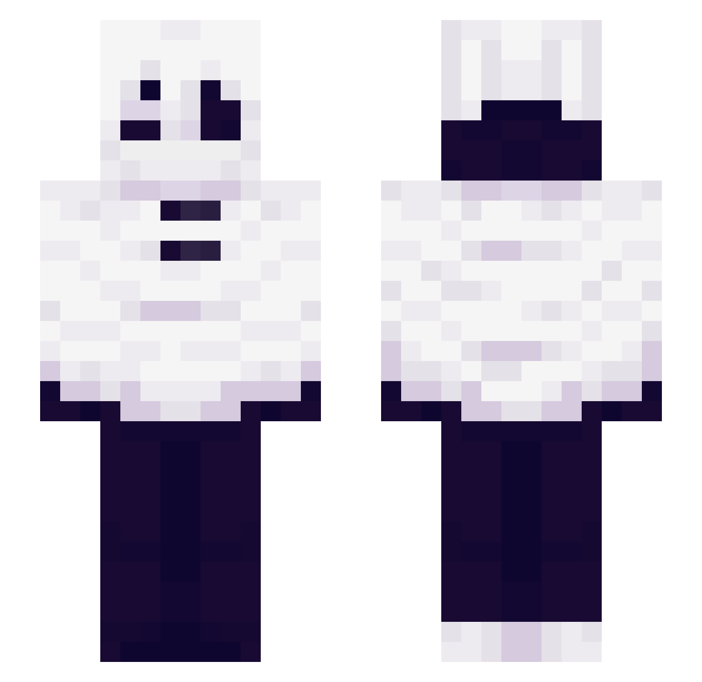SilkyFluffi Minecraft skin, front and back view