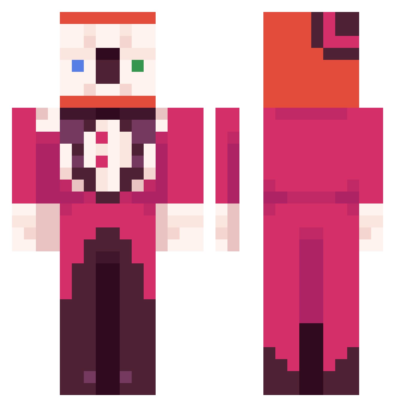 Delegadobiobro Minecraft skin, front and back view