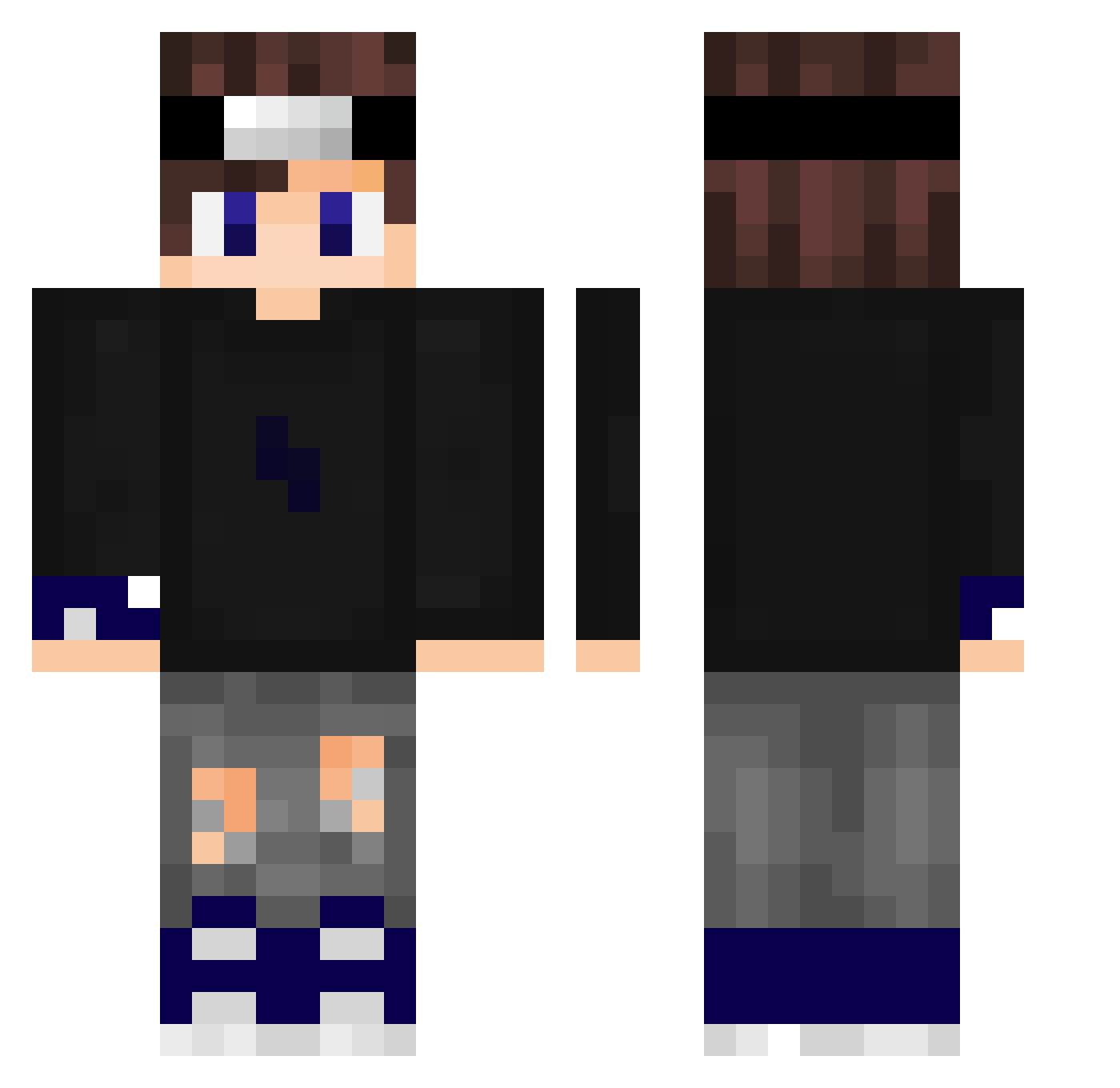 ZeliosIsTaken Minecraft skin, front and back view