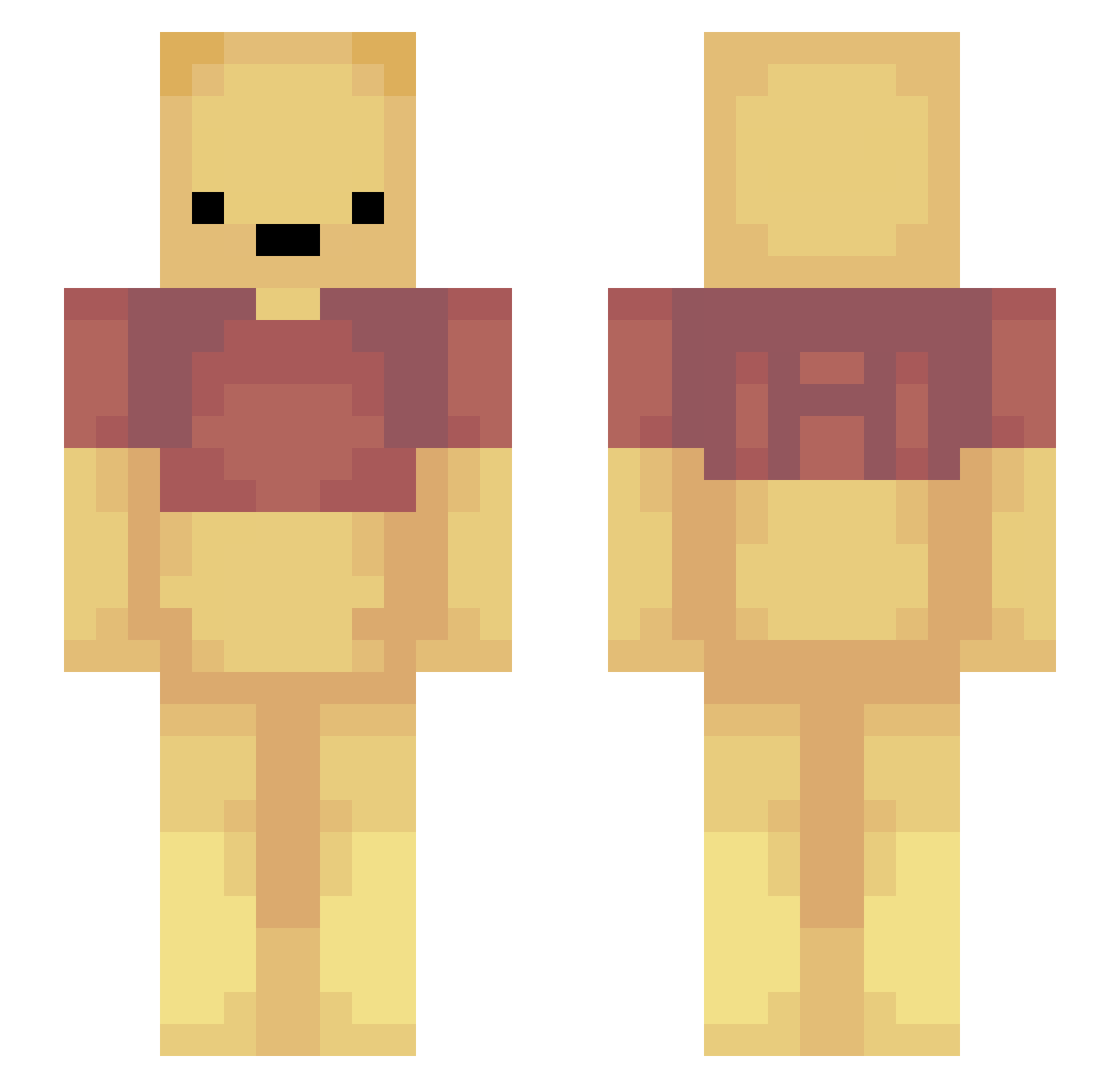Hiranox Minecraft skin, front and back view