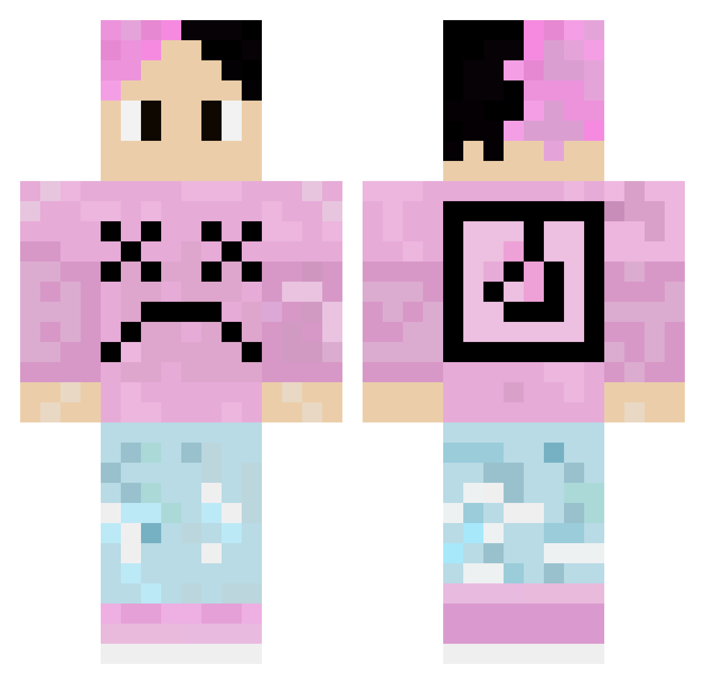 Suds Minecraft skin, front and back view